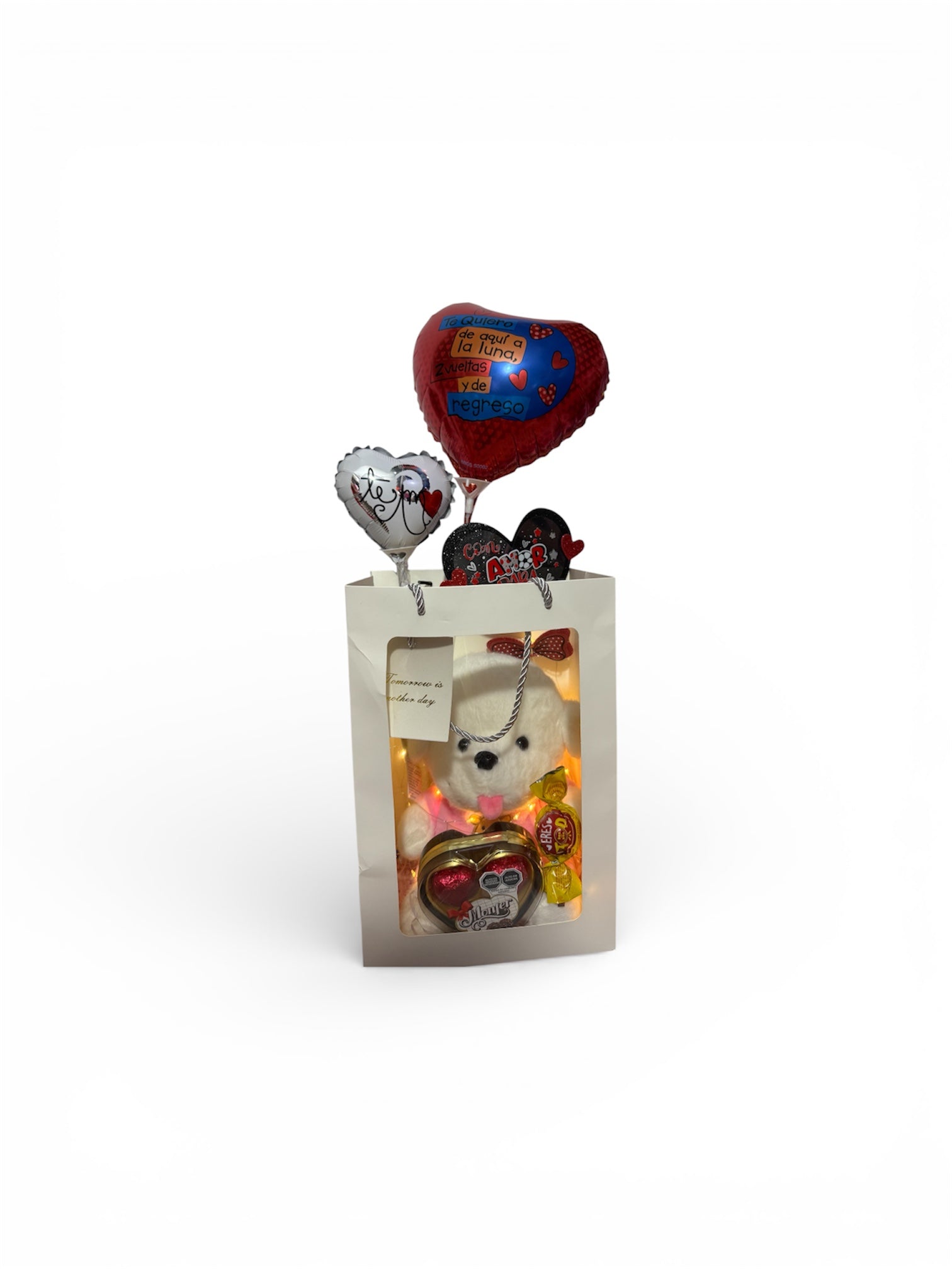 Box Regalo Osito con Globos, Luz y Chocolates