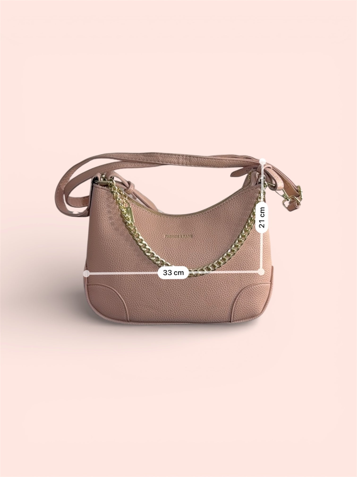 Bolso de Mano Rosado con Cadena Dorada
