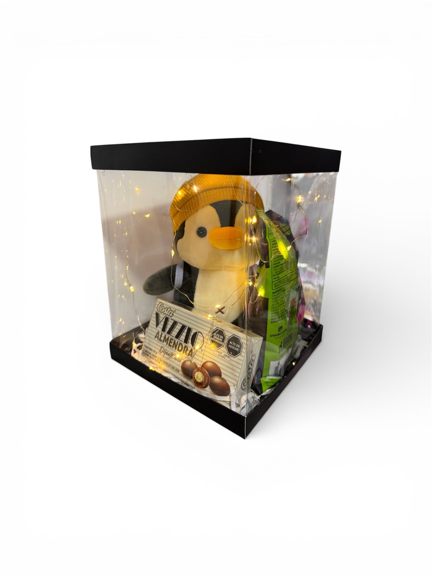 Box Regalo Pingüino con Luces y Dulces